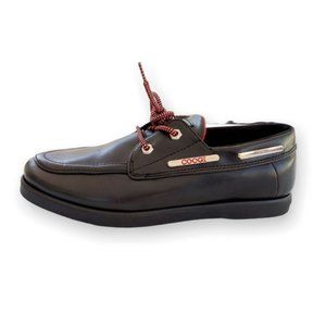 Men's Coogi Black Leather 2-Eye Boat Shoes Oxfords Topsiders Dress/ Casual SZ 7